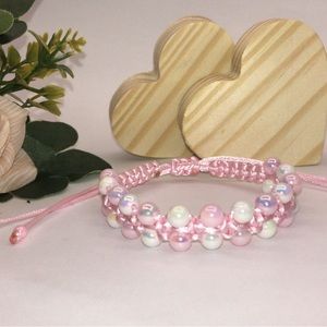 Macrame Double Bracelet featuring an array of different pearl colors - NEW